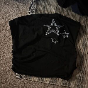 SHEIN Black Crop Top with Star Accents